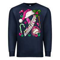 Navy Pink Christmas Breast Cancer Ribbon Baseball Premium Sweatshirt - BundleAndBundleShop