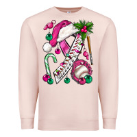Pale Pink Pink Christmas Breast Cancer Ribbon Baseball Premium Sweatshirt - BundleAndBundleShop