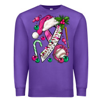 Purple Pink Christmas Breast Cancer Ribbon Baseball Premium Sweatshirt - BundleAndBundleShop