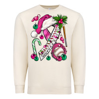 Sandshell Pink Christmas Breast Cancer Ribbon Baseball Premium Sweatshirt - BundleAndBundleShop