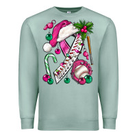 Seafoam Pink Christmas Breast Cancer Ribbon Baseball Premium Sweatshirt - BundleAndBundleShop