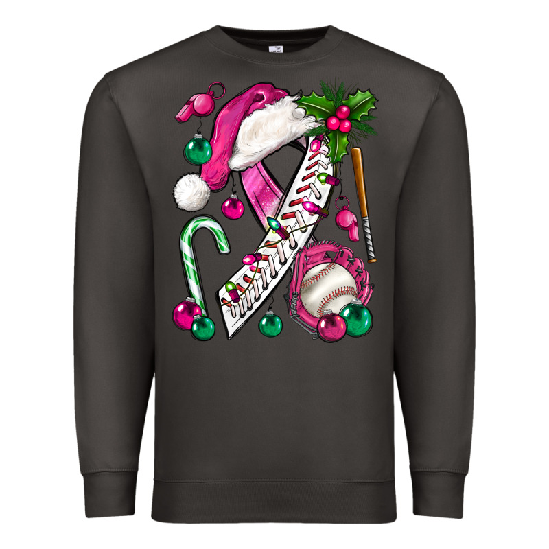 Pink Christmas Breast Cancer Ribbon Baseball Premium Sweatshirt by BundleAndBundleShop | Teevron