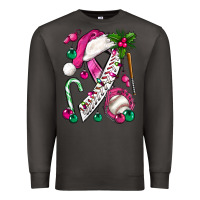 Smoke Pink Christmas Breast Cancer Ribbon Baseball Premium Sweatshirt - BundleAndBundleShop