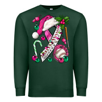 Sports Green Pink Christmas Breast Cancer Ribbon Baseball Premium Sweatshirt - BundleAndBundleShop