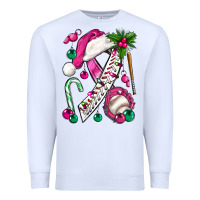 White Pink Christmas Breast Cancer Ribbon Baseball Premium Sweatshirt - BundleAndBundleShop