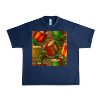 Navy christmas gift box seamless pattern Urban Heavy Tee - BundleAndBundleShop