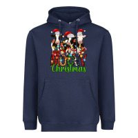 Navy christmas three cows mooey christmas Heavyweight Hoodie - MaliasSmallBusiness