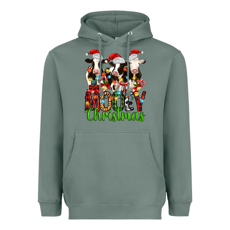 Christmas Three Cows Mooey Christmas Heavyweight Hoodie by MaliasSmallBusiness | Teevron