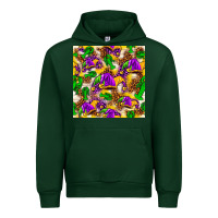 Forest Green Mardi Gras jester had and crawfish with leopard pa Urban Hoodie - HowdyJamesFarm