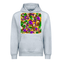 Heather Grey Mardi Gras jester had and crawfish with leopard pa Urban Hoodie - HowdyJamesFarm
