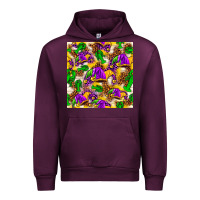 Mauve Wine Mardi Gras jester had and crawfish with leopard pa Urban Hoodie - HowdyJamesFarm