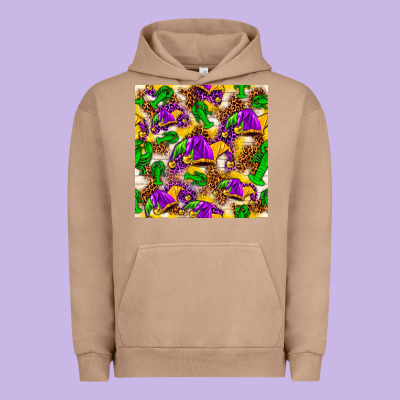 Mardi Gras Jester Had And Crawfish With Leopard Pa Urban Hoodie Designed By Howdyjamesfarm