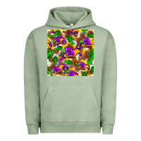 Pigment Oil Green Mardi Gras jester had and crawfish with leopard pa Urban Hoodie - HowdyJamesFarm