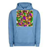 Pigment Pebble Blue Mardi Gras jester had and crawfish with leopard pa Urban Hoodie - HowdyJamesFarm