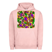 Pigment Salmon Mardi Gras jester had and crawfish with leopard pa Urban Hoodie - HowdyJamesFarm