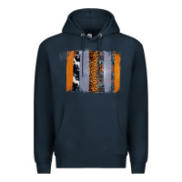 Navy Western Cowhide Glitter Aztec Leopard Pattern Brushstroke Premium Hoodie - Bettercallsaul