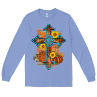 Colony Blue thanksgiving cross pumpkin sunflower Long Sleeve Tee - AdoDesignShop