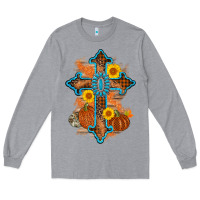 Heather Grey thanksgiving cross pumpkin sunflower Long Sleeve Tee - AdoDesignShop