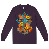 Plum thanksgiving cross pumpkin sunflower Long Sleeve Tee - AdoDesignShop