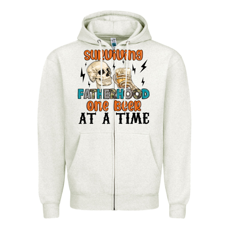 Surviving Fatherhood One Beer At A Time Zipper Hoodie by MaliasSmallBusiness | Teevron