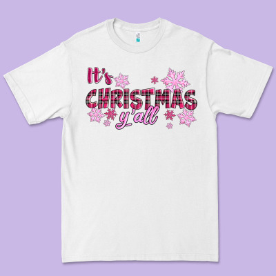It's Christmas Y'all Season Pink Christmas Premium Tee Designed By Ranaportraitstore