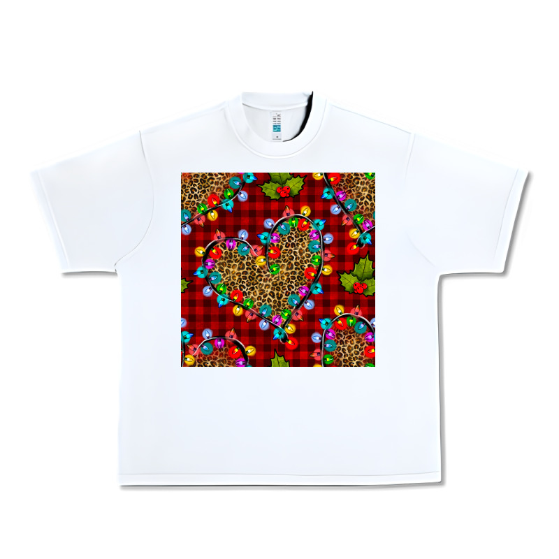 Christmas Lights And Leopard Hearts Seamless Pattern Urban Heavy Tee by BundleAndBundleShop | Teevron