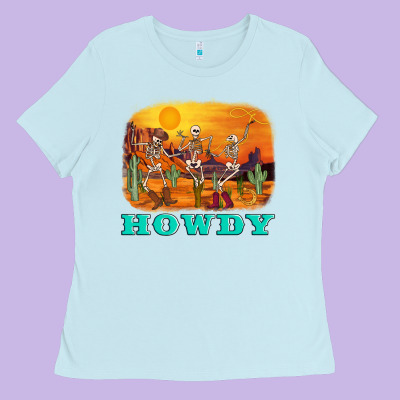 Western Skeleton Ladies Tee Designed By Adodesignshop
