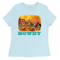 Baby Blue western skeleton Ladies Tee - AdoDesignShop