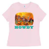 Bubblegum Pink western skeleton Ladies Tee - AdoDesignShop