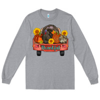 Heather Grey thankful turkey truck Long Sleeve Tee - AdoDesignShop