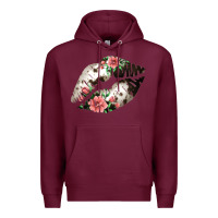 Burgundy Cowhide And Flowers Lips Premium Hoodie - Bettercallsaul