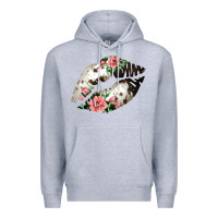 Heather Grey Cowhide And Flowers Lips Premium Hoodie - Bettercallsaul