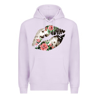 Lilac Cowhide And Flowers Lips Premium Hoodie - Bettercallsaul