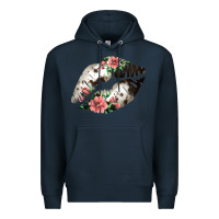 Navy Cowhide And Flowers Lips Premium Hoodie - Bettercallsaul
