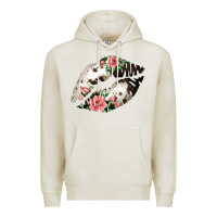 Oatmeal Heather Cowhide And Flowers Lips Premium Hoodie - Bettercallsaul