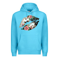 Ocean Blue Cowhide And Flowers Lips Premium Hoodie - Bettercallsaul