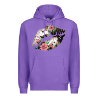 Purple Cowhide And Flowers Lips Premium Hoodie - Bettercallsaul