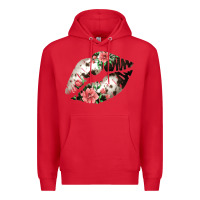 Red Cowhide And Flowers Lips Premium Hoodie - Bettercallsaul