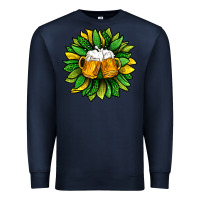 Navy St. Patricks Sunflower With Beer Premium Sweatshirt - BundleAndBundleShop
