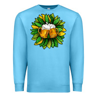 Ocean Blue St. Patricks Sunflower With Beer Premium Sweatshirt - BundleAndBundleShop