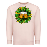 Pale Pink St. Patricks Sunflower With Beer Premium Sweatshirt - BundleAndBundleShop