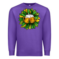 Purple St. Patricks Sunflower With Beer Premium Sweatshirt - BundleAndBundleShop