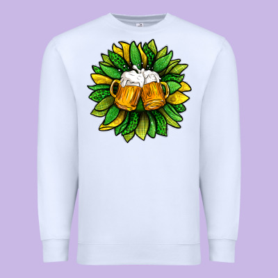 St. Patricks Sunflower With Beer Premium Sweatshirt Designed By Bundleandbundleshop