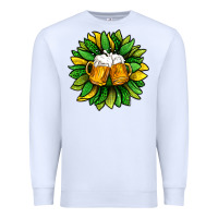 White St. Patricks Sunflower With Beer Premium Sweatshirt - BundleAndBundleShop
