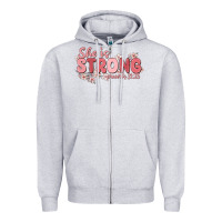Heather Grey she is strong proverbs 31 25 Zipper Hoodie - MaliasSmallBusiness