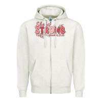 Oatmeal Heather she is strong proverbs 31 25 Zipper Hoodie - MaliasSmallBusiness