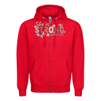 Red she is strong proverbs 31 25 Zipper Hoodie - MaliasSmallBusiness
