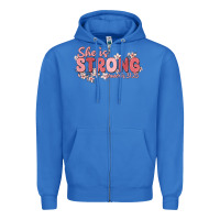 True Royal she is strong proverbs 31 25 Zipper Hoodie - MaliasSmallBusiness