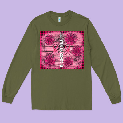 In October We Wear Pink Long Sleeve Tee Designed By Adodesignshop