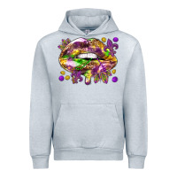 Heather Grey Mardi Gras lips Urban Hoodie - HowdyJamesFarm